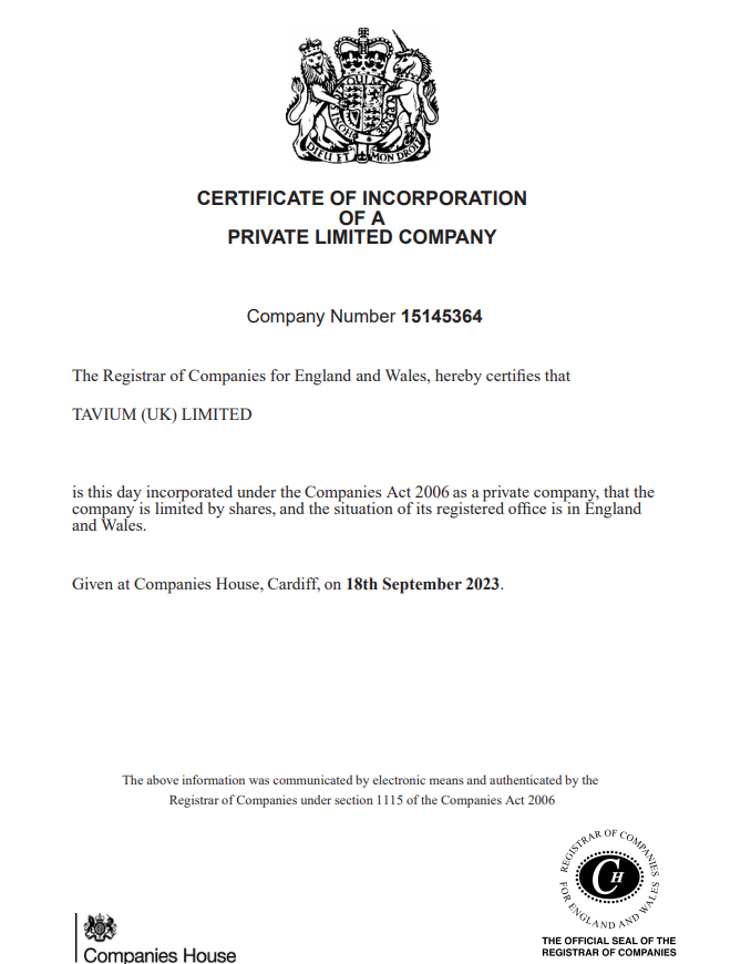 Certificate of incorporation (United Kingdom)