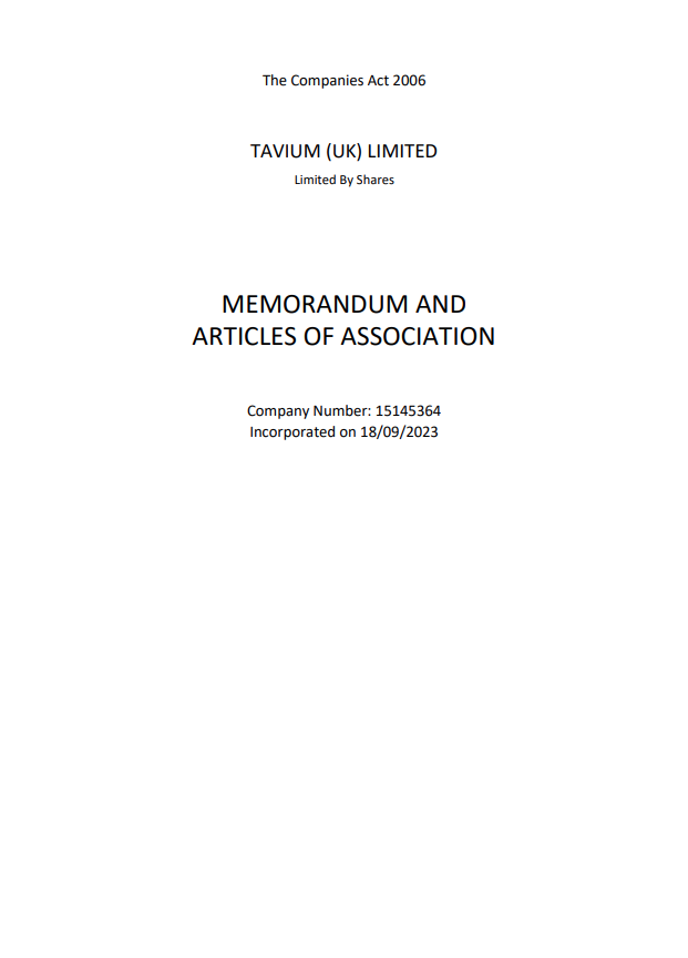 Memorandum and articles of association (United Kingdom)